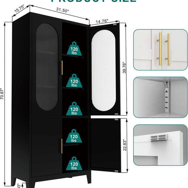 Modern Storage Cabinet with Fluted Glass Doors