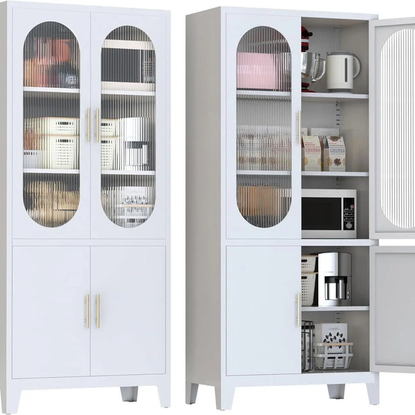 Modern Storage Cabinet with Fluted Glass Doors