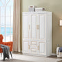 White Freestanding Armoire with Hanging Rod Shelves