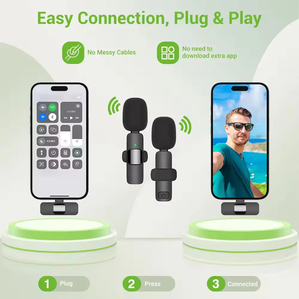 Wireless Mini Lapel Smart Phone Microphone For Video Audio