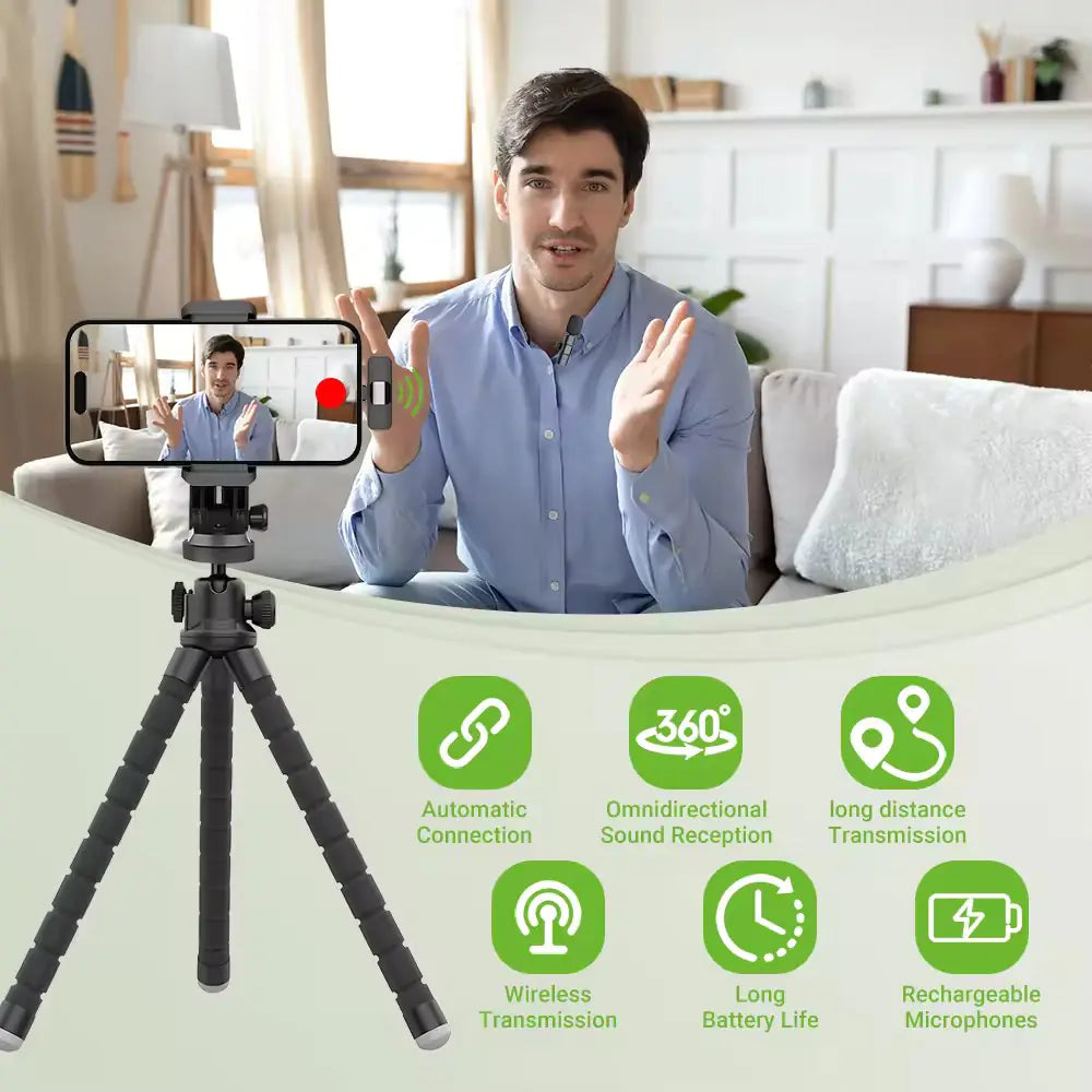 Wireless Mini Lapel Smart Phone Microphone For Video Audio