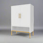 Modern 2-Door Shoe Cabinet with Shelves - White