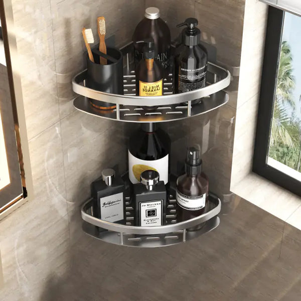 2 silver Corner shelves display